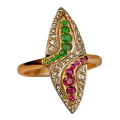 c. 1910 Navette Shaped Gemstone Ring 1