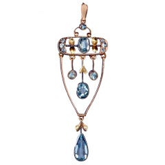 Russischer Aquamarin-Anhänger im Jugendstil