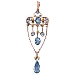 Art Nouveau Russian Aquamarine Pendant