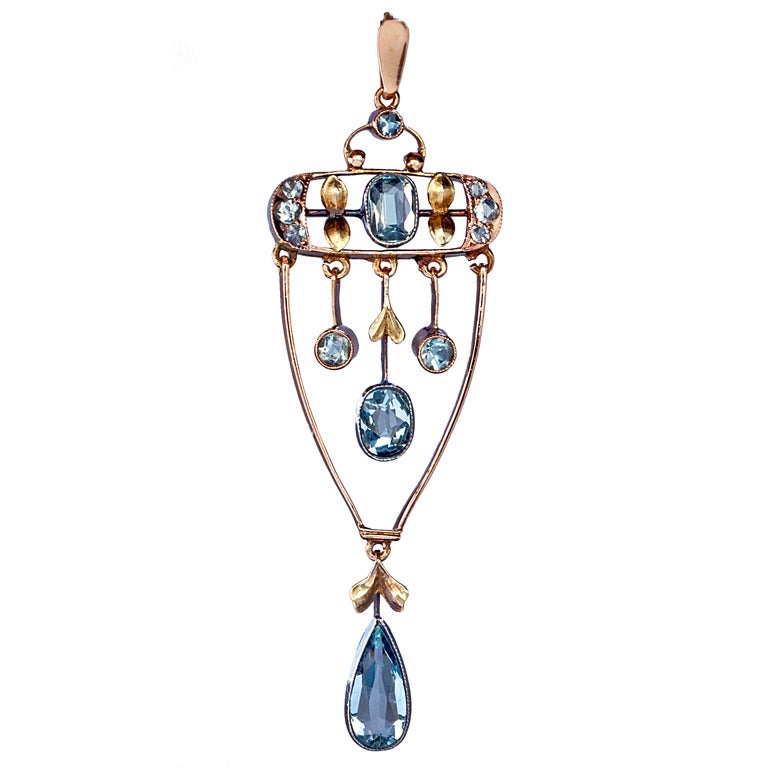 Russischer Aquamarin-Anhänger im Jugendstil