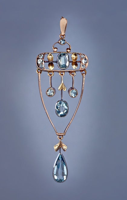 Russischer Aquamarin-Anhänger im Jugendstil (Art nouveau)