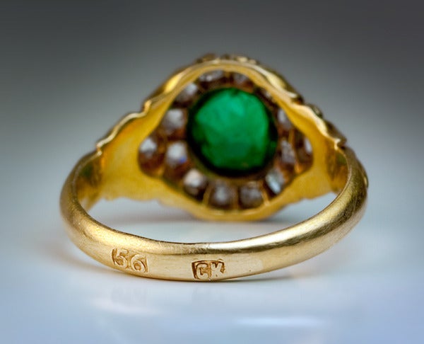 Antique Russian Emerald Diamond Ring c. 1850 2