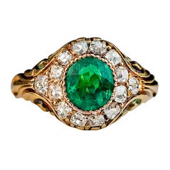 Antique Russian Emerald Diamond Ring c. 1850