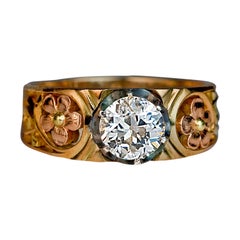 Art Nouveau Russian Diamond Solitaire Men's Ring