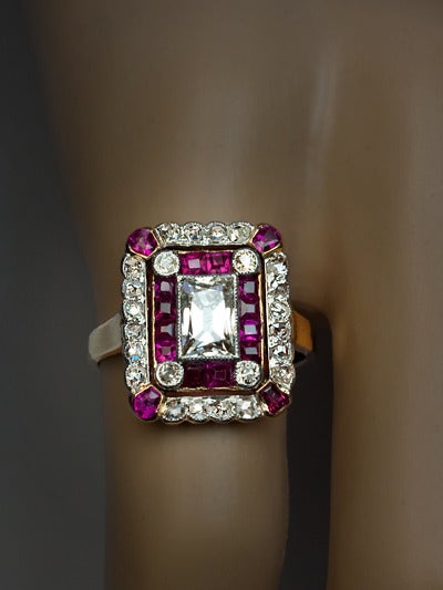 Belle Epoque Ruby and Diamond Ring at 1stDibs