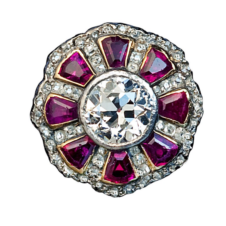 Antique Russian Ruby Diamond Ring