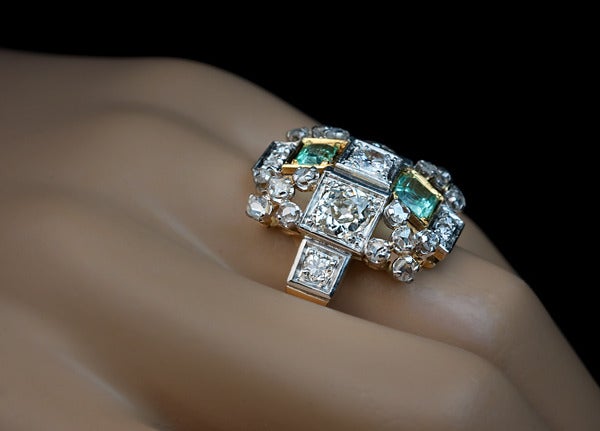 Old Mine Cut Art Deco Cocktail Ring c1935 For Sale