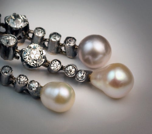 Art Nouveau Antique Diamond Pearl Necklace 2