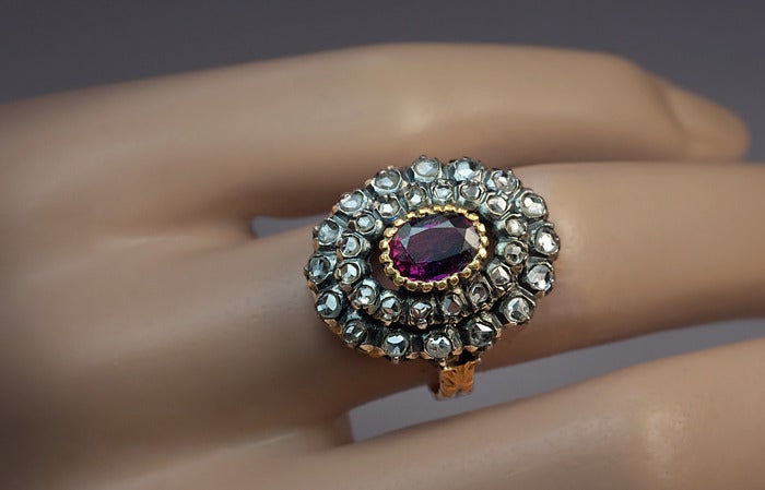 Georgian Ruby Diamond Ring c1800 In Excellent Condition In Chicago, IL