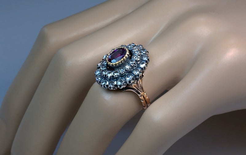 Women's Georgian Ruby Diamond Ring c1800