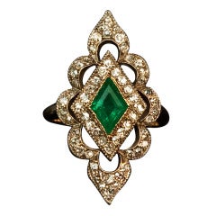 Antique Emerald Diamond Openwork Ring
