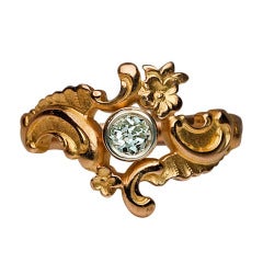 Anello antico neo-rococò in oro con diamanti