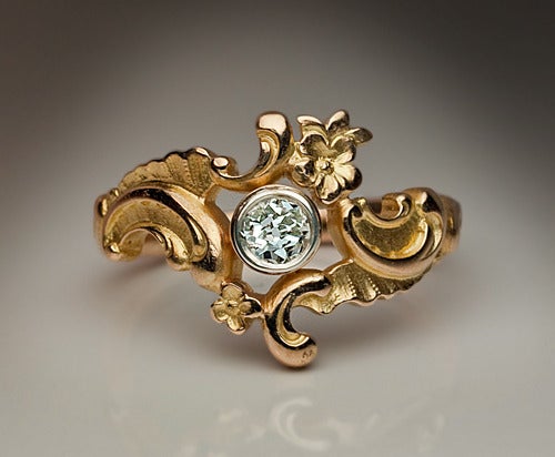Antique Neo-Rococo Diamond Gold Ring 1