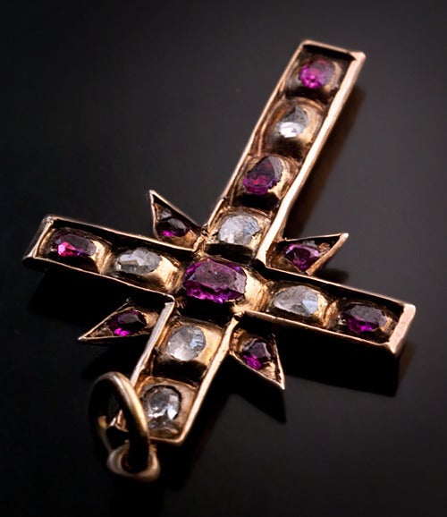 Renaissance Ruby Diamond Cross Pendant c1580 1