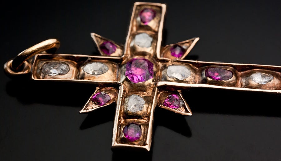 Renaissance Ruby Diamond Cross Pendant c1580 2