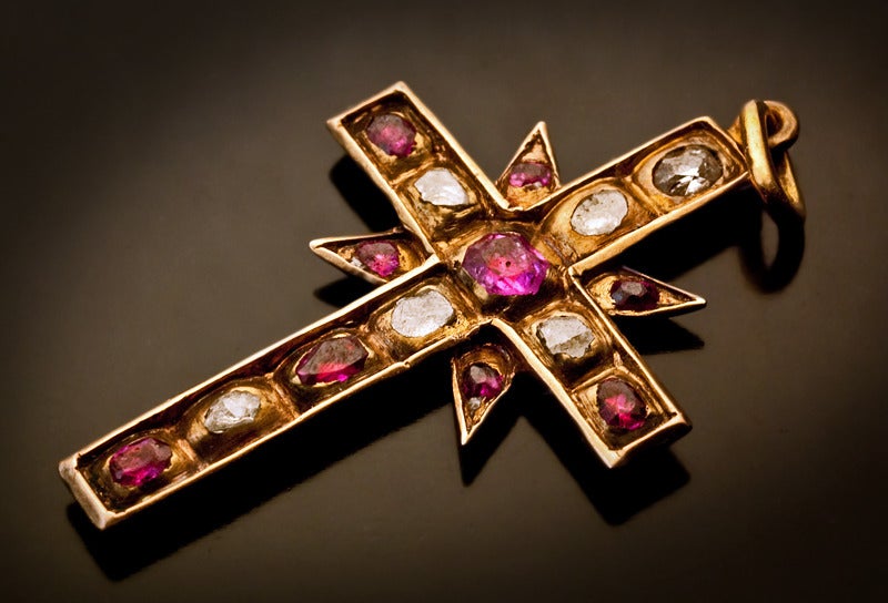 Renaissance Ruby Diamond Cross Pendant c1580 3