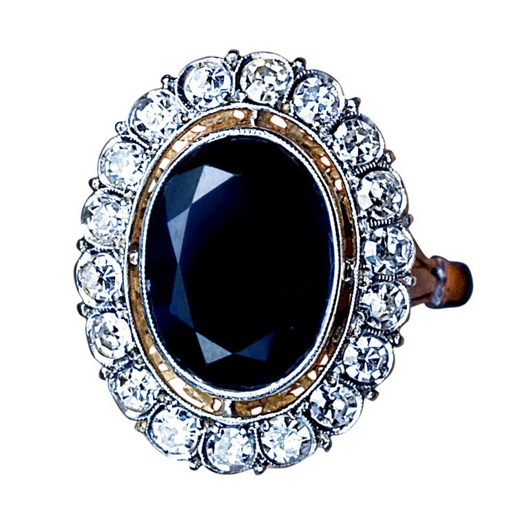 Antique Sapphire Diamond Engagement Ring