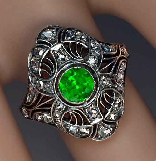 Art Deco Russian Demantoid Ring 2