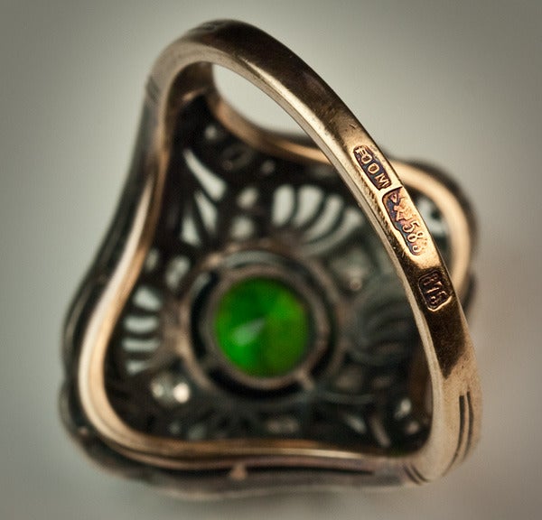 Art Deco Russian Demantoid Ring 3