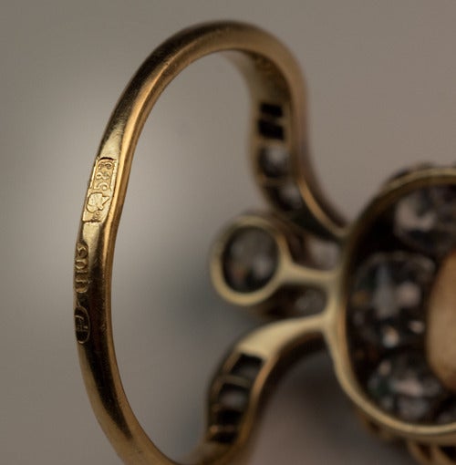 Antique Russian Emerald Diamond Gold Ring 2