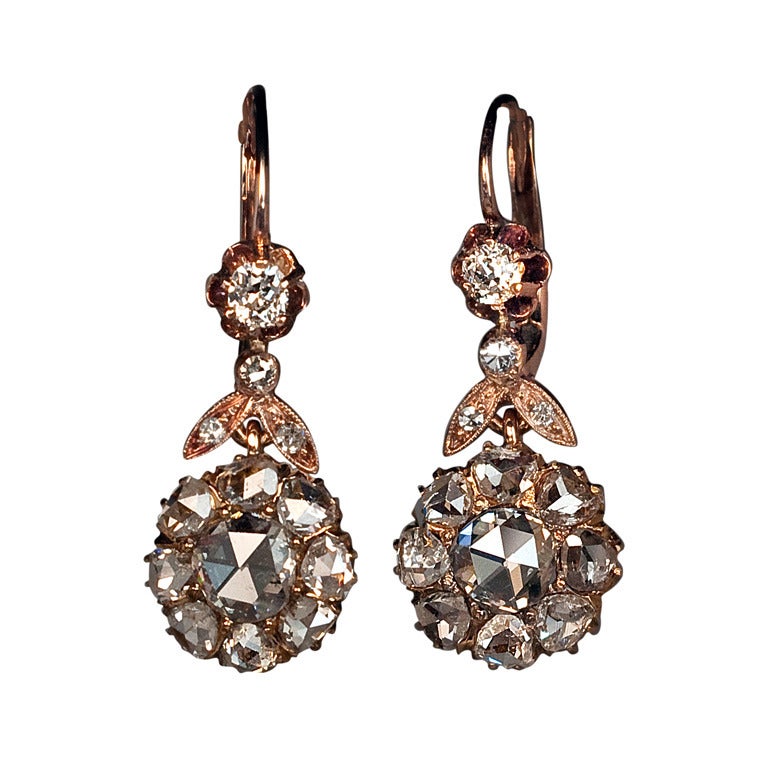 Antique Rose Cut Diamond Earrings at 1stDibs | rose cut diamond ...