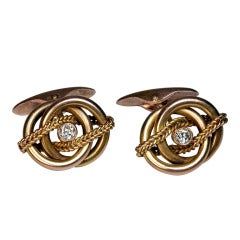 Antique Russian Diamond Gold Cufflinks