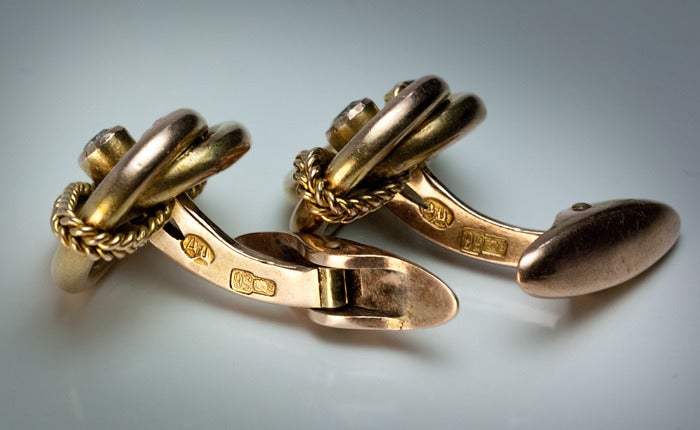 Women's or Men's Antique Russian Diamond Gold Cufflinks