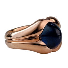 Art Nouveau Cabochon Sapphire Rose Gold Ring