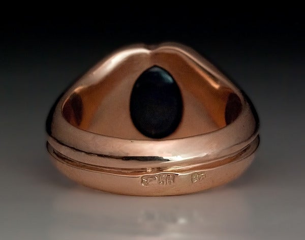 Art Nouveau Cabochon Sapphire Rose Gold Ring 2