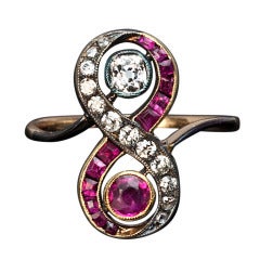 Russian Ruby Diamond Engagement Ring c1910