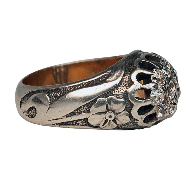 Art Nouveau Diamond Silver Ring