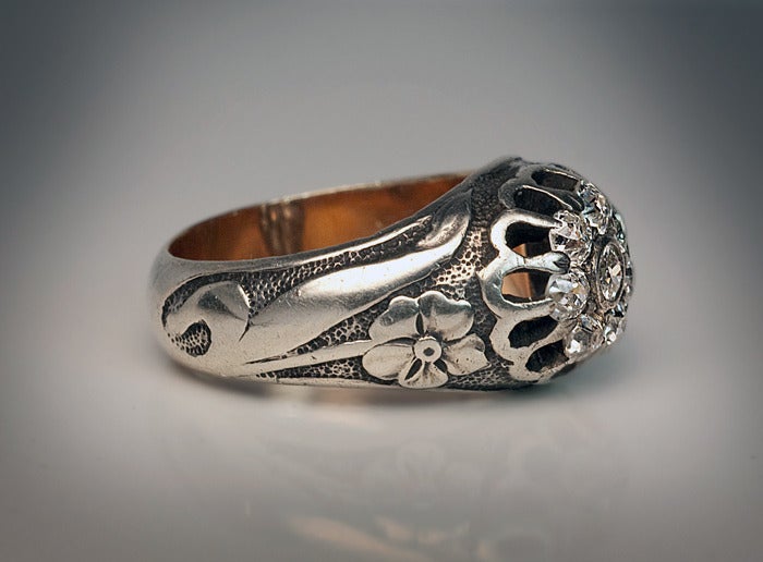 Art Nouveau Diamond Silver Ring 1