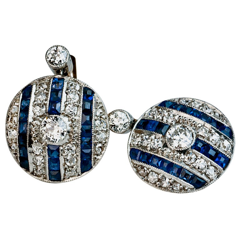 Art Deco Saphir-Diamant-Ohrringe