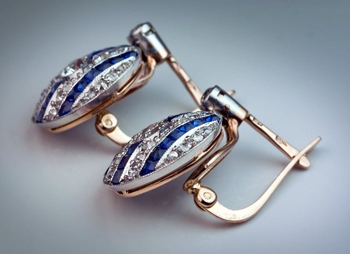 Women's Art Deco Sapphire Diamond Earrings