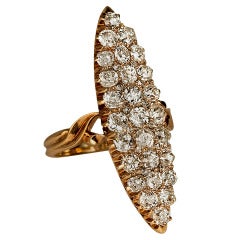 Antique Russian Diamond Cluster Marquise Shaped Ring 4