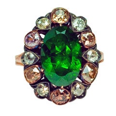 Russian 5 Ct Demantoid Fancy Colored Diamond Antique Ring 12