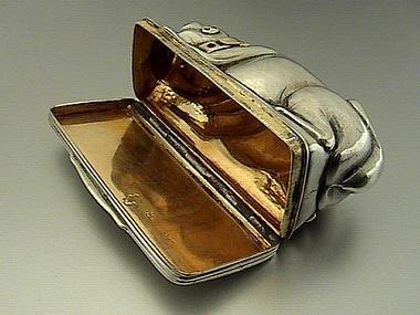 Women's or Men's Antique Russian Silver Pug Dog Snuff Box