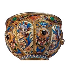Antique Russian Cloisonne Enamel Silver Bowl 2