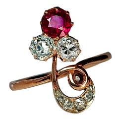 Belle Epoque Antique Russian Ruby And Diamond Ring