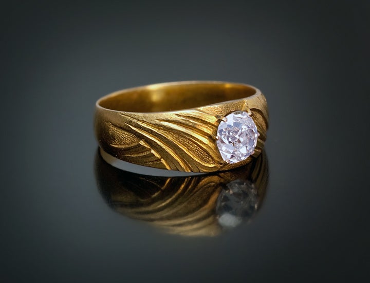 Art Nouveau Antique Russian Men's Diamond Ring 1