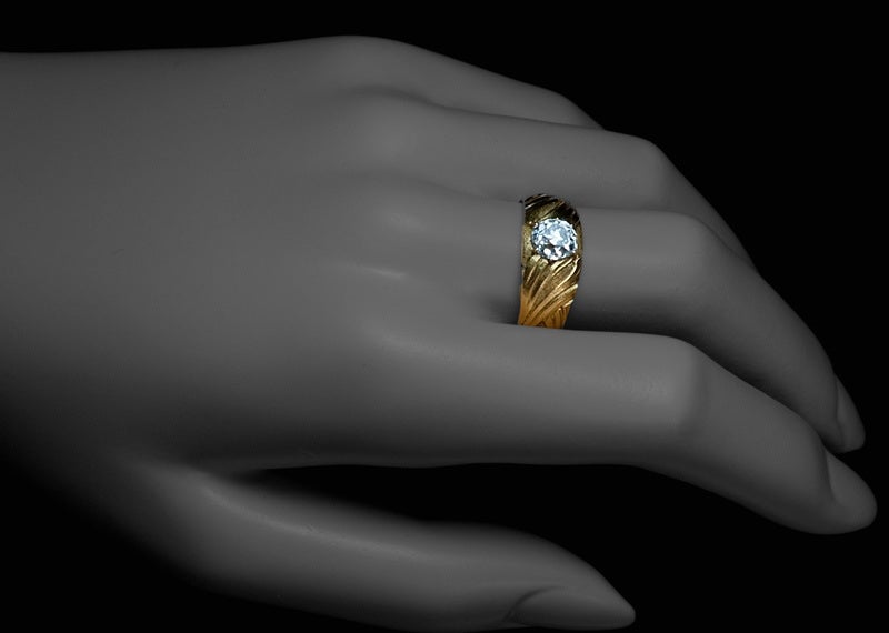 Art Nouveau Antique Russian Men's Diamond Ring 2