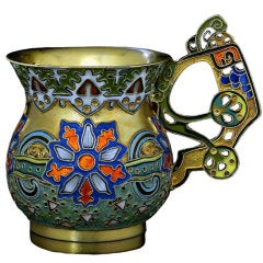 FABERGE Antique Russian Cloisonne Enamel Vodka Cup 2