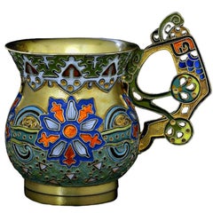 Antique Russian Cloisonne Enamel Vodka Cup by Faberge