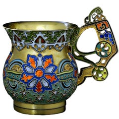 Ancienne coupe à vodka russe en émail cloisonné par Faberge