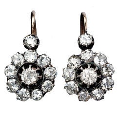 Russian Imperial Era Diamond Cluster Earrings