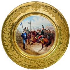 Antiker russischer kaiserlicher Porzellanteller Militär 1882