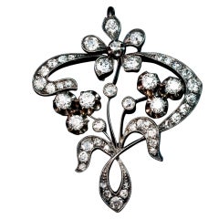 Art Nouveau Antique Russian Diamond Pendant / Brooch