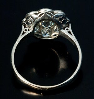 Women's Antique Diamond Platinum Cluster Engagement Ring