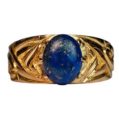 Antique Russian Art Nouveau Gold Lapis Men's Ring