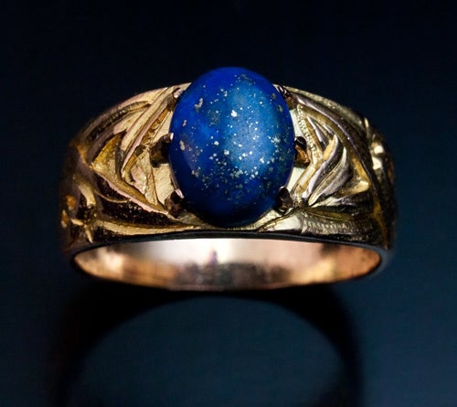 Russian Art Nouveau Gold Lapis Men's Ring 1